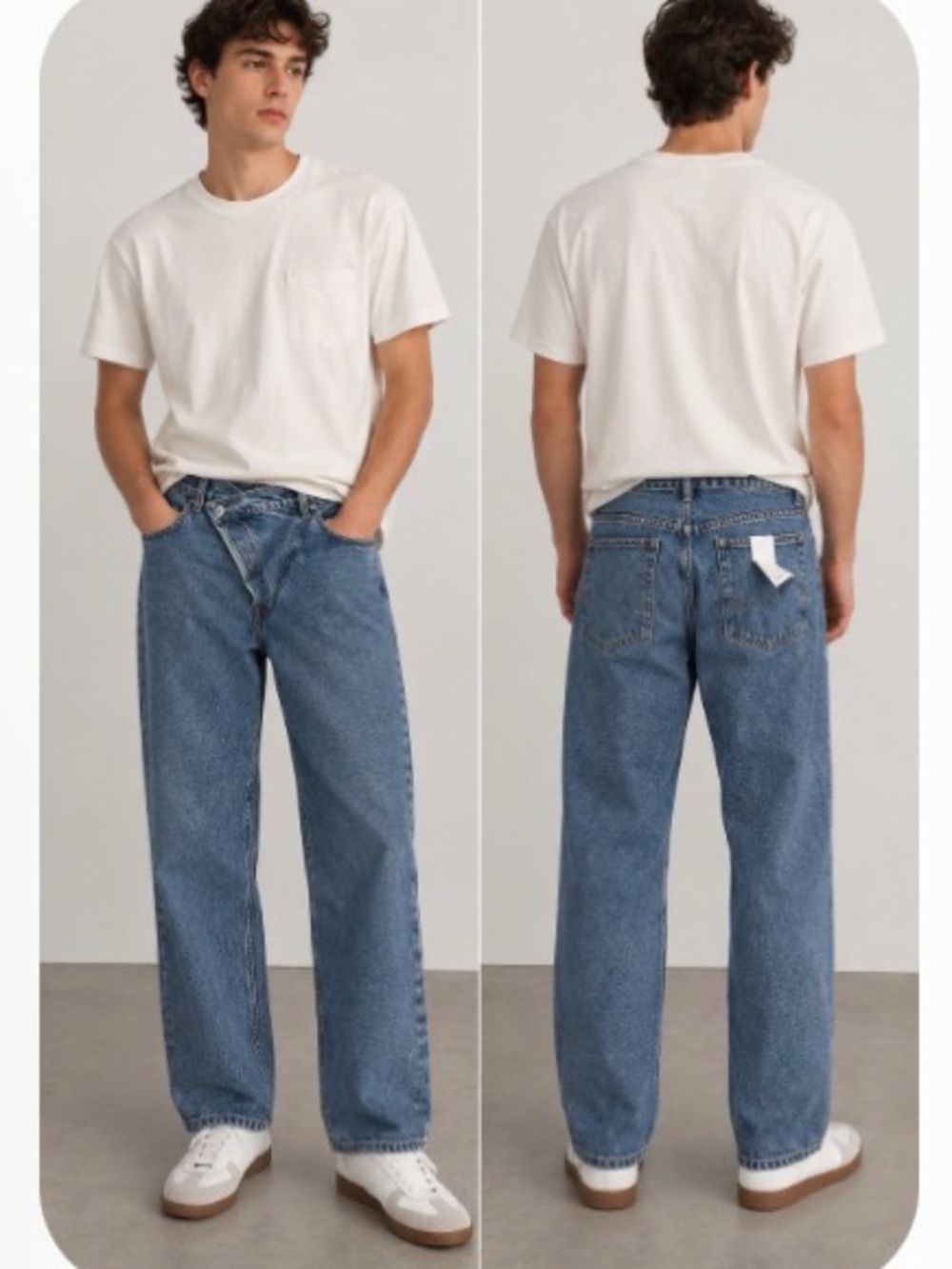 Straight-Leg Men's Denim Jeans in Medium Blue